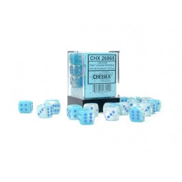 Gemini Pearl Turquoise-White/Blue Luminary 12MM D6 Dice Block