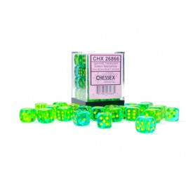 Gemini Translucent Green-Teal/Yellow 12MM D6 Dice Block