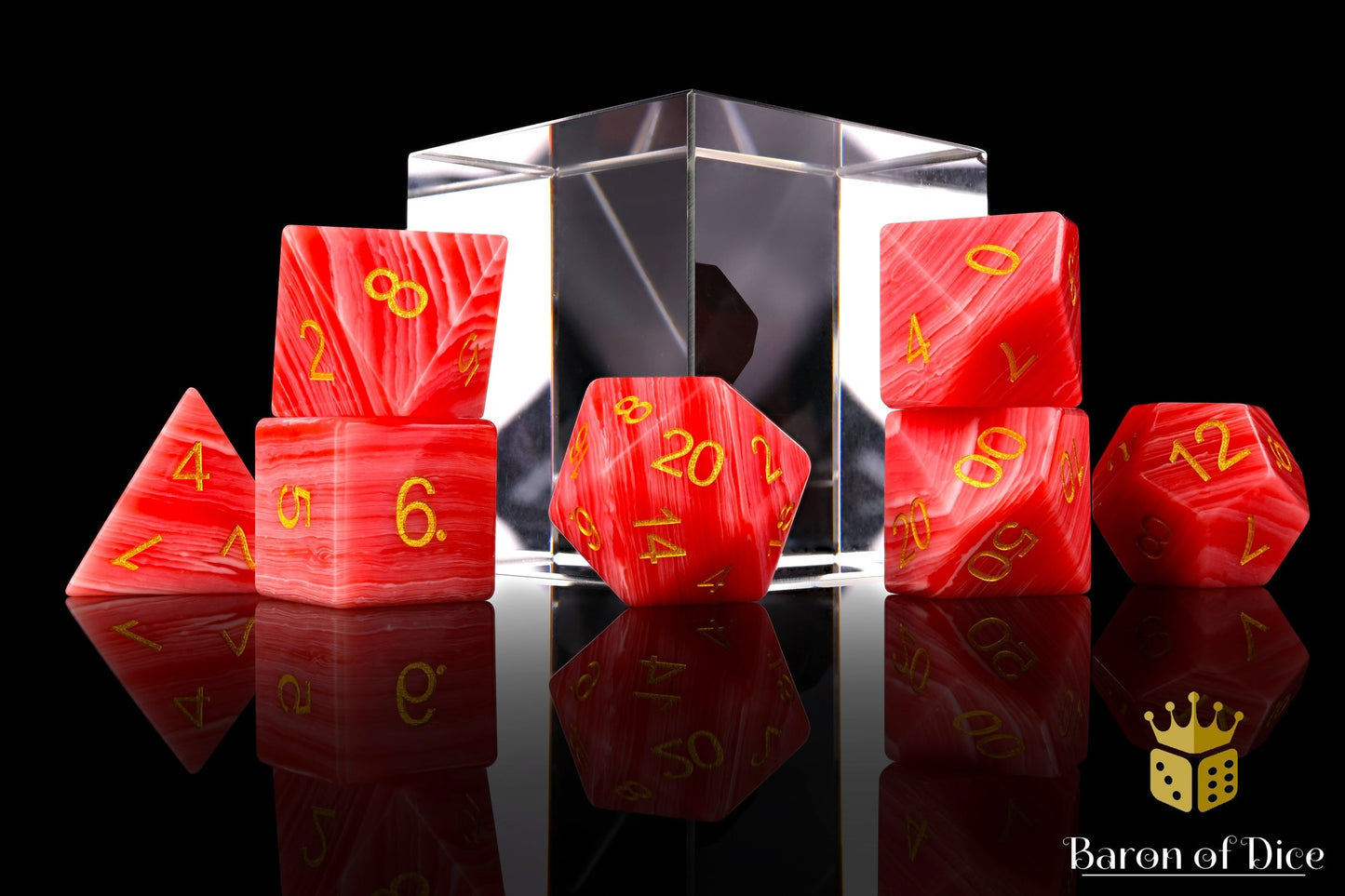 Rhodochrosite Sharp Edge Rpg Dice Set - 7 Pieces
