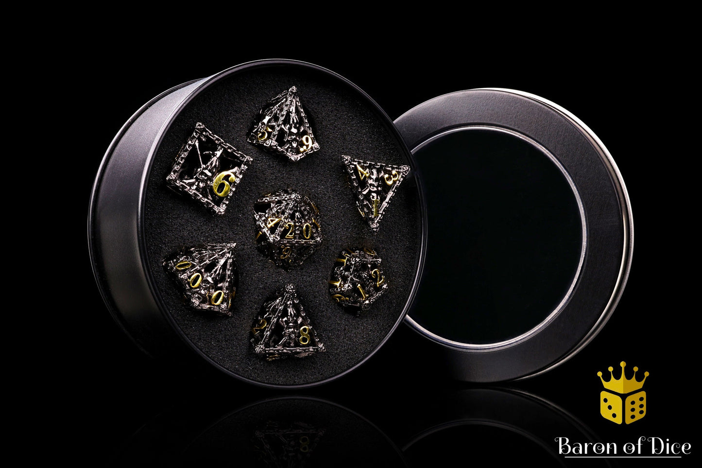 Grim Skull Metal Rpg Dice Set - 7 Pieces