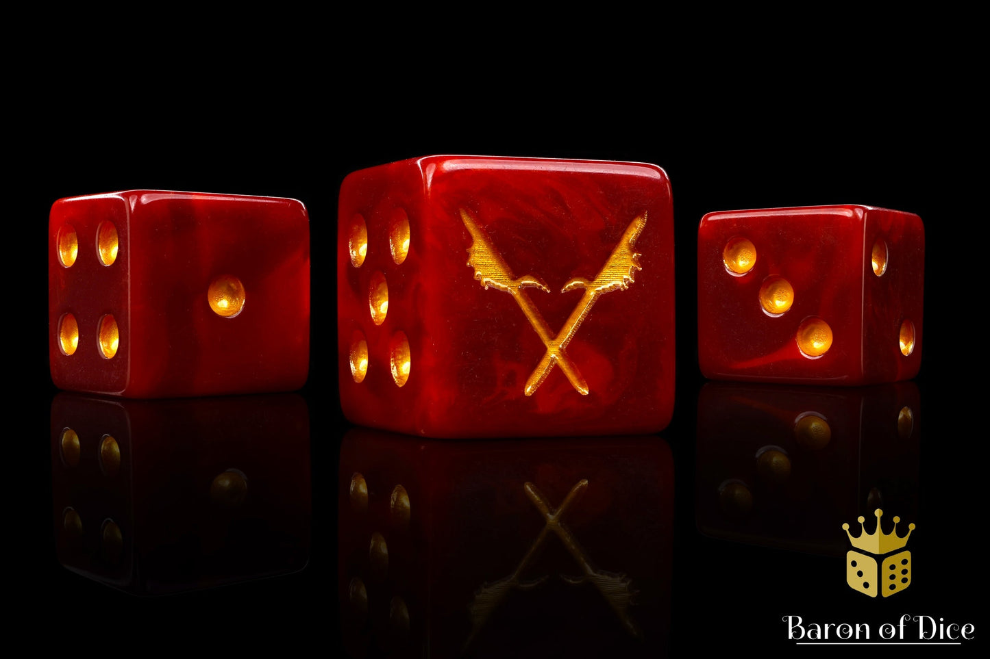 Men Of The East, Crossed Pikes, Red, Square 16Mm Dice