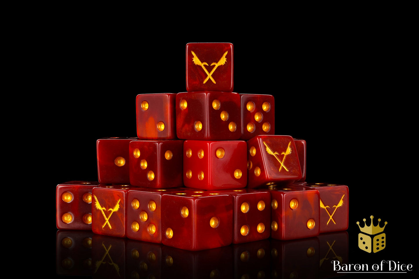 Men Of The East, Crossed Pikes, Red, Square 16Mm Dice