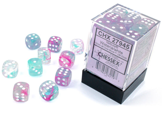 Nebula Wisteria/White Luminary 12Mm D6 Dice Block (36 Dice)