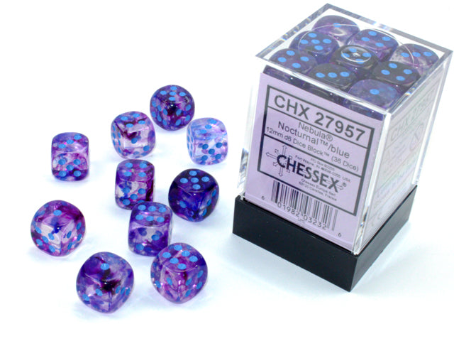 Nebula Nocturnal/Blue Luminary 12Mm D6 Dice Block (36 Dice)