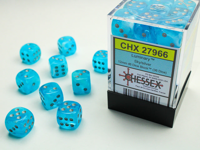 Luminary Sky/Silver 12Mm D6 Dice Block (36 Dice)