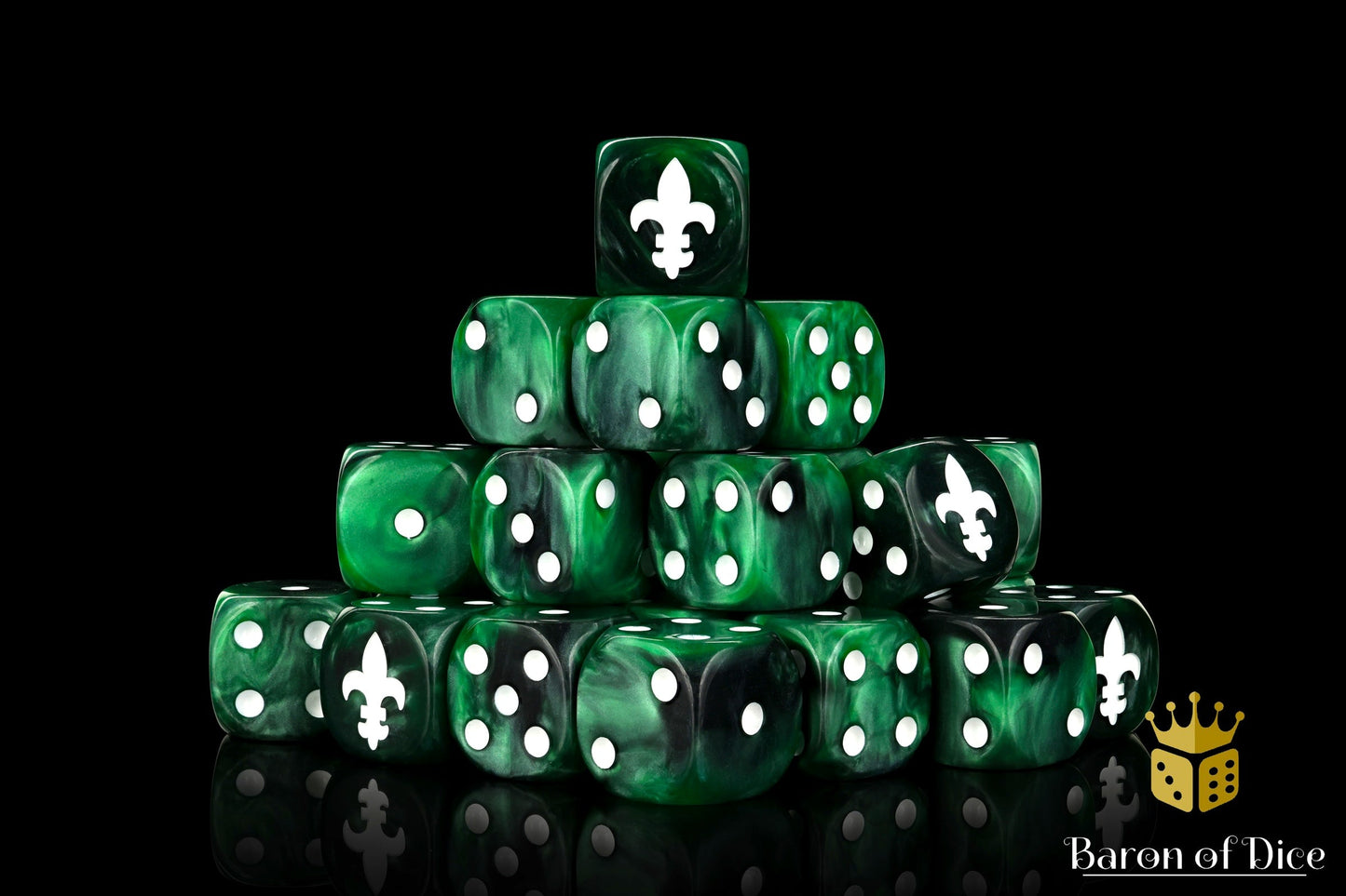 Fleur De Lis Green 16Mm Dice