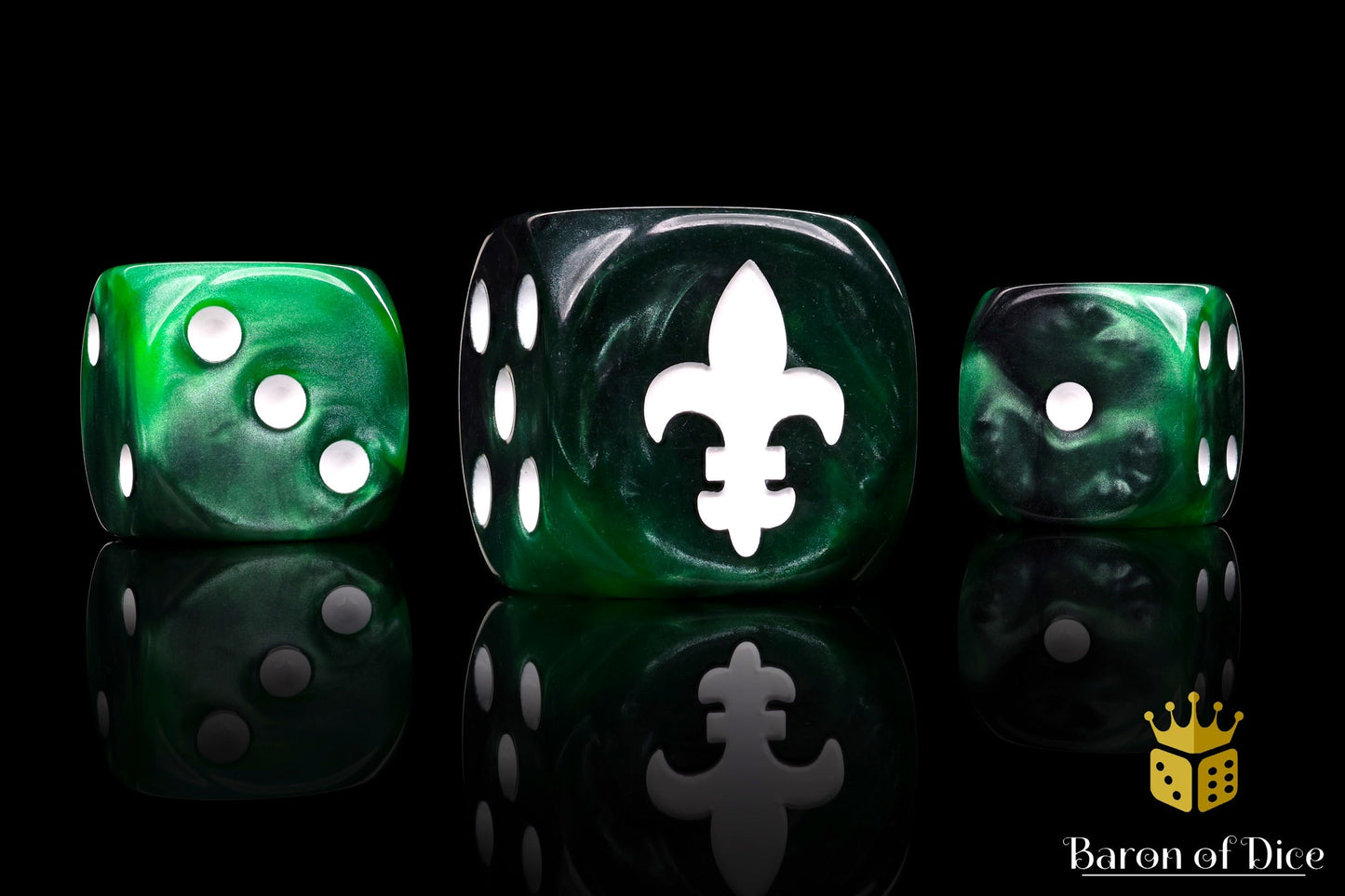 Fleur De Lis Green 16Mm Dice