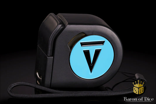 Wargaming Tape Measure | Baron's Coin™ Compatible | Vanguard Tactics | Light Blue