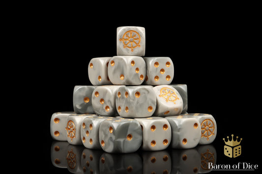 Chaos Demon, White Golden 16Mm Dice