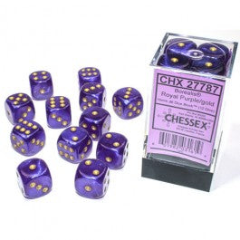 Borealis 16mm d6 Royal Purple/gold Luminary Dice Block (12 dice)