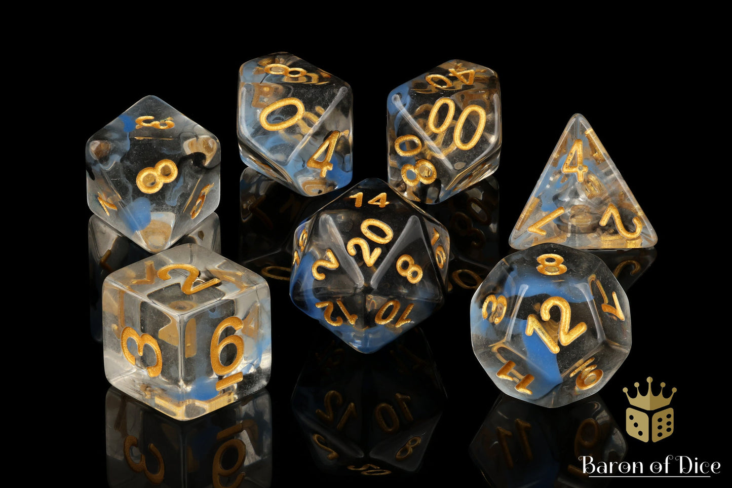 Blue & Black Rpg Dice Set - 7 Pieces