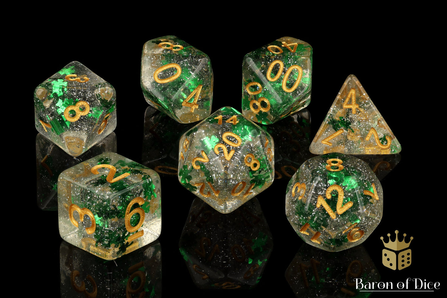 Lucky Shamrock Rpg Dice Set - 7 Pieces