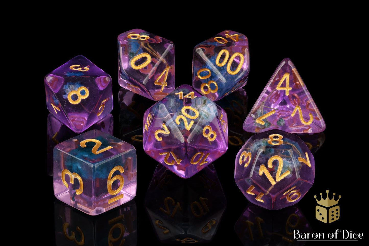 Orchid & Lavender Rpg Dice Set - 7 Pieces