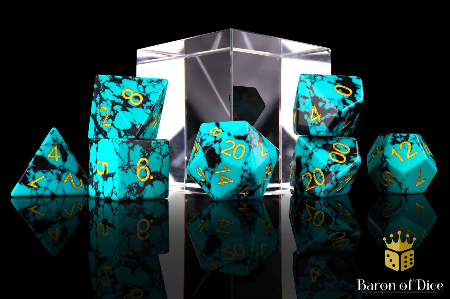 Turquoise Gemstone Rpg Dice Set - 7 Pieces