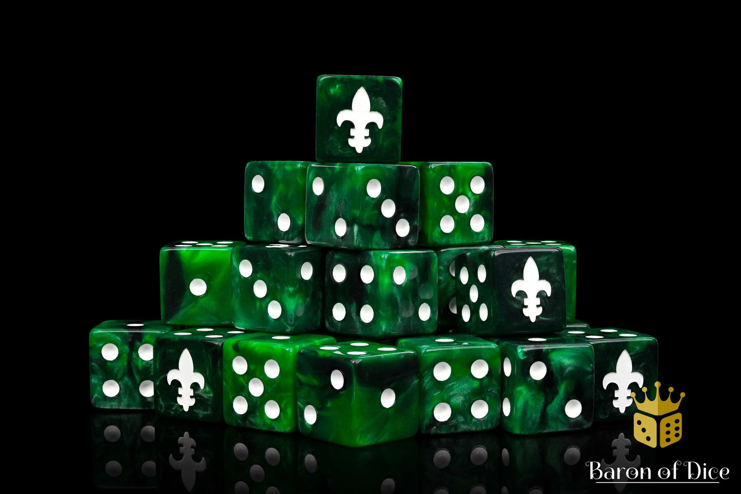 Fleur De Lis Green 16Mm Dice