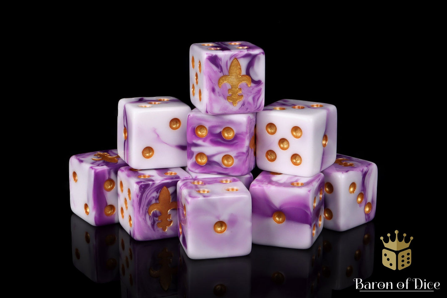 Fleur De Lis 16Mm Dice - Purple