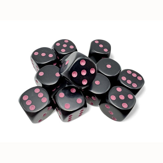 16MM 12CT D6 BLOCK: OPAQUE BLACK WITH PINK