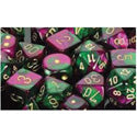 D6 -- 12MM GEMINI DICE, GREEN-PURPLE/GOLD; 36CT