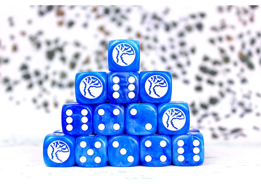 Nords Faction Dice on Bright Blue swirl Dice