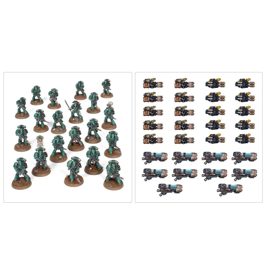 Legion MKVI Heavy Support Squads with Heavy Flamers, Multi-meltas, and Plasma Cannons