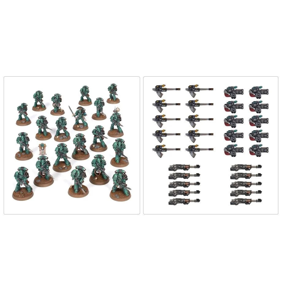 Legion MKVI Heavy Support Squads with Volkite Culverins, Lascannons, and Autocannons